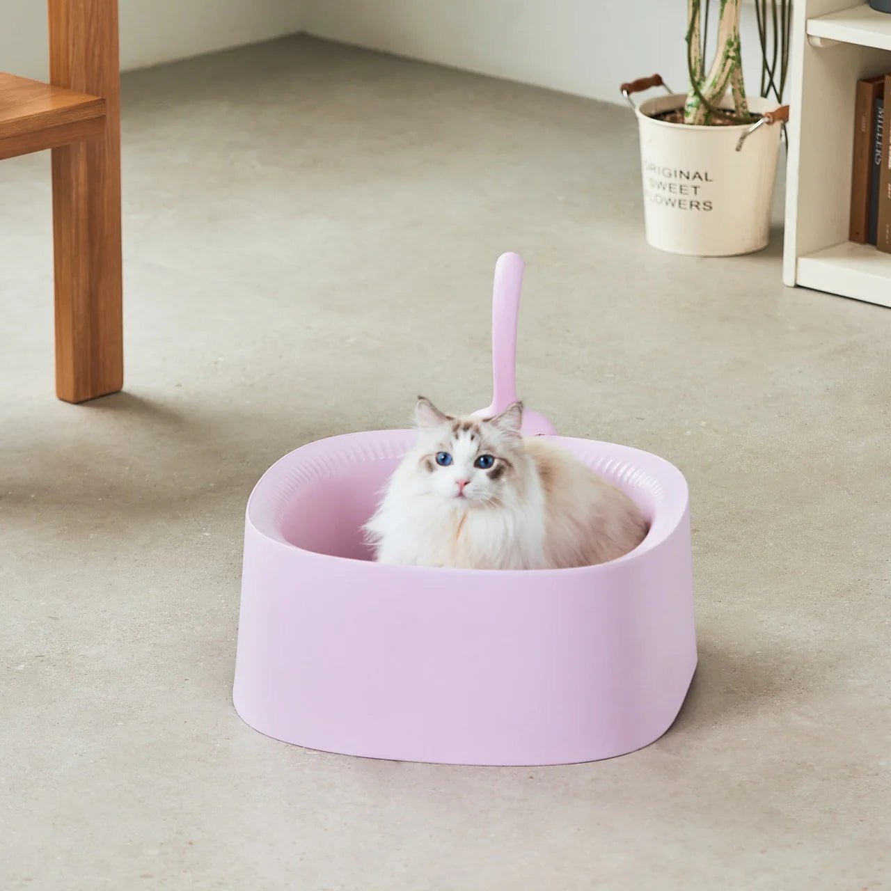Macaron XL Cat Litter Box with High Walls & Scoop - Extra Large Covered Litter Box for Odor Control - Perfect for Large Cats & Multi-Cat Households
