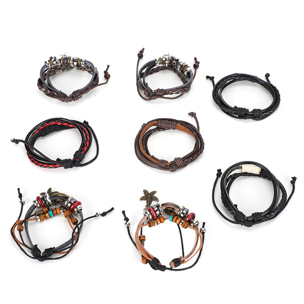 Vintage Retro Leather Bracelet for Women & Men - Handmade Braided Punk Wristband - Boho Travel Jewelry Accessory for Casual & Festival Outfits