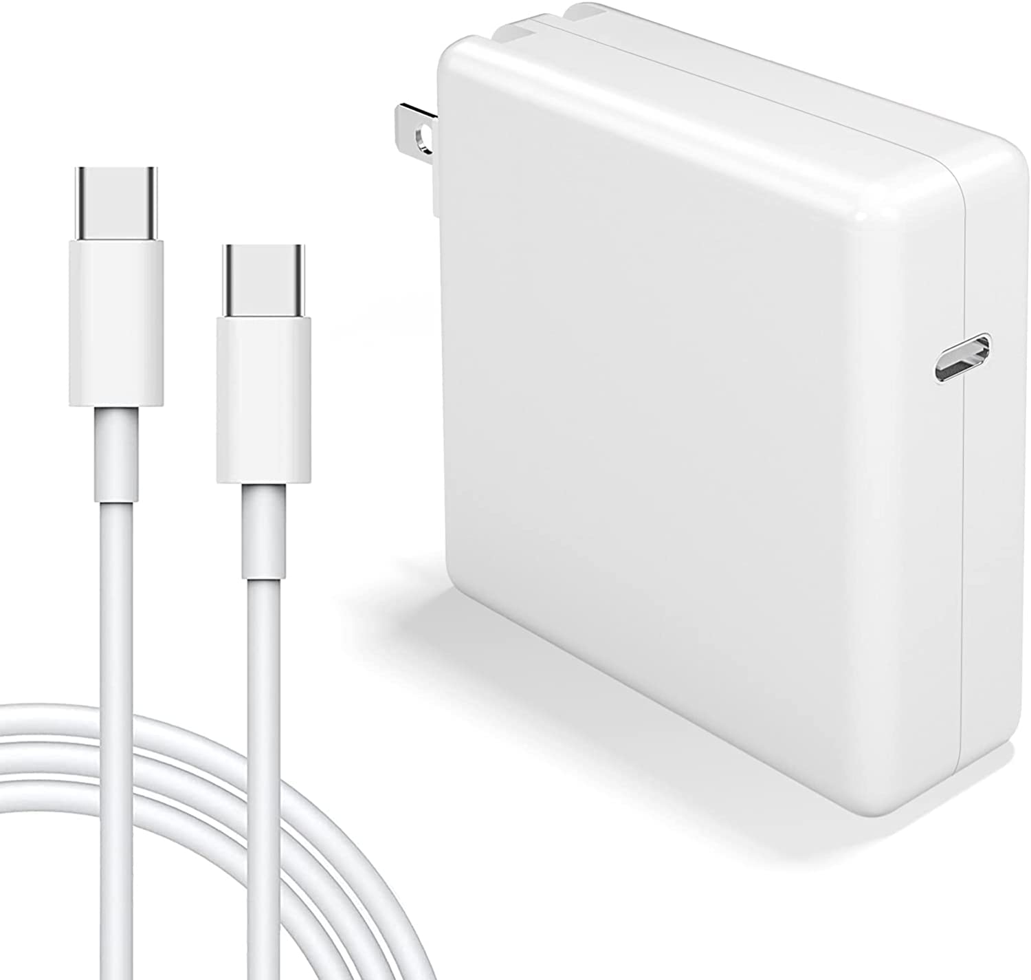 100W USB C Charger for MacBook Pro 16/15/14/13 Inch & MacBook Air | Fast PD Charging Adapter with 6.6ft USB-C to C Cable | Compatible with 2021-2018 Models | Perfect for Home, Office & Travel Use