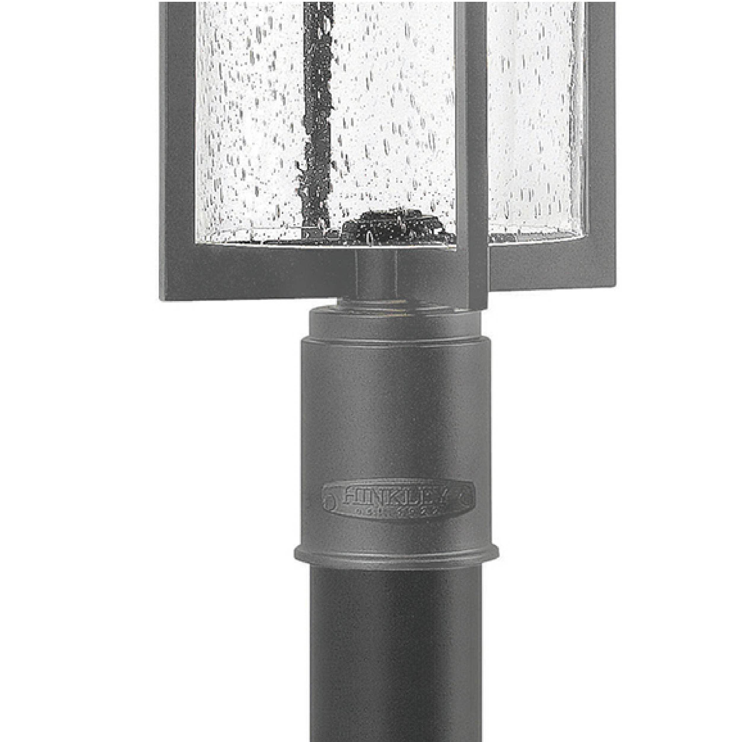 Hinkley Shelter Large LED Post Top or Pier Mount Outdoor Lantern - Aluminum Construction with Clear Seedy Glass Shade, Dark Sky Compliant Hematite Finish - Perfect for Porch, Patio, Garden and Driveway Lighting