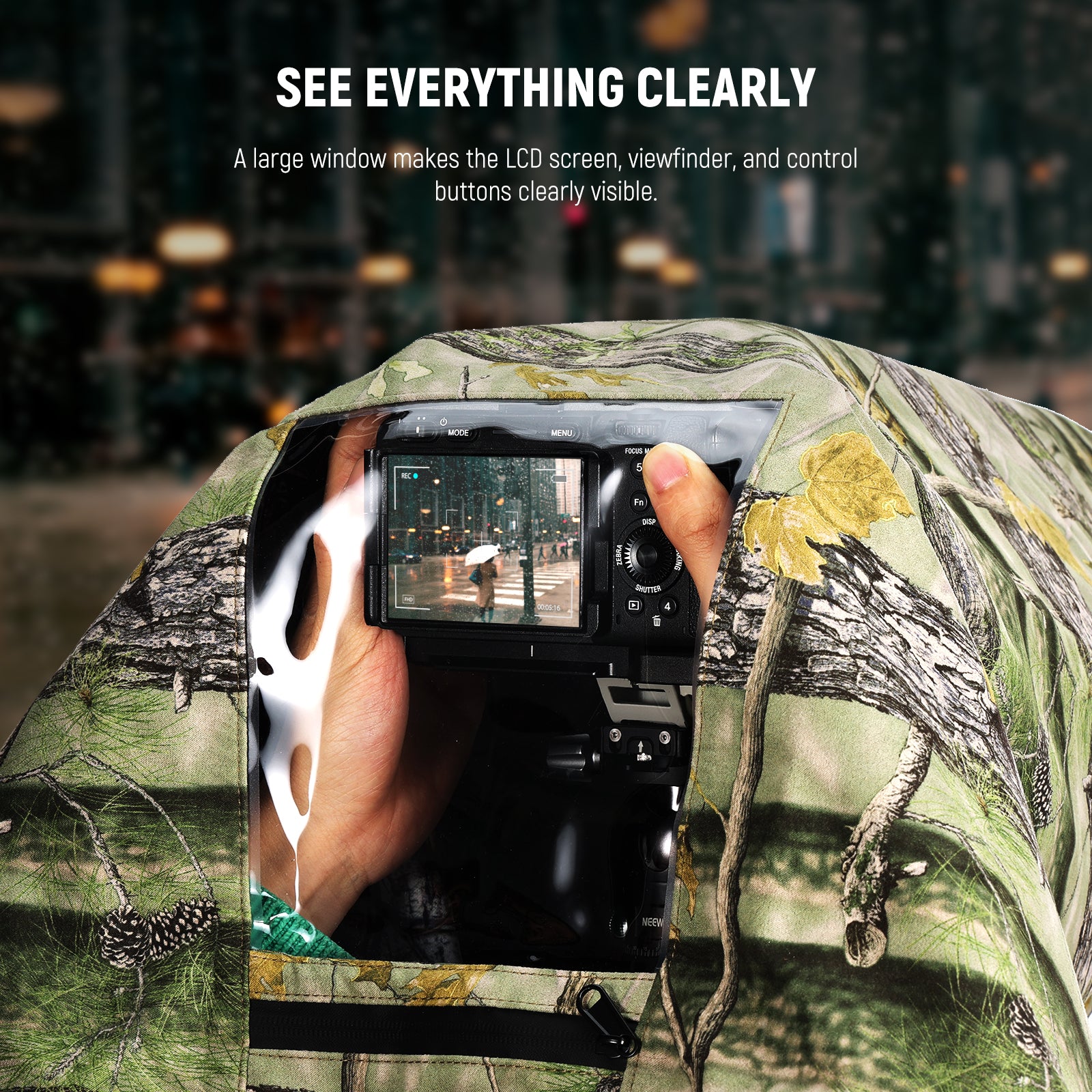 NEEWER PB019 Dual Sided Camouflage Rain Cover for DSLR Camera - Waterproof Protection for Outdoor Photography, Hunting & Wildlife Shooting