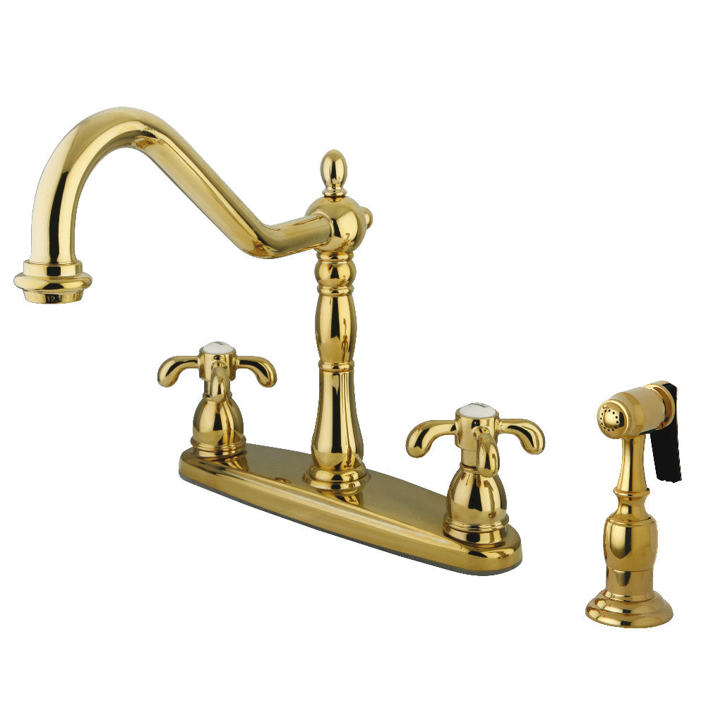Kingston Brass KB1758TXBS French Country Centerset Kitchen Faucet - Vintage Style Pull-Down Sprayer, Oil-Rubbed Bronze Finish for Farmhouse & Traditional Kitchens