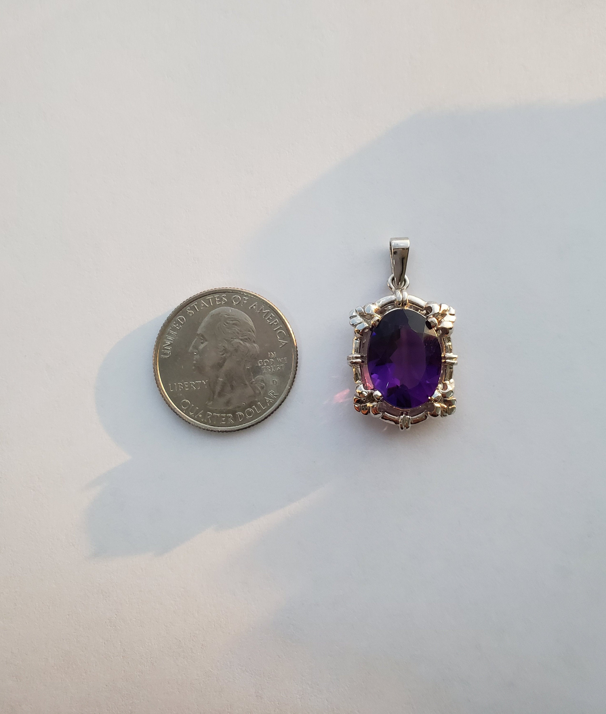 7 Carat Natural Amethyst Pendant Necklace in 14K White Gold - Elegant Jewelry Gift for Women, Perfect for Weddings, Anniversaries & Special Occasions