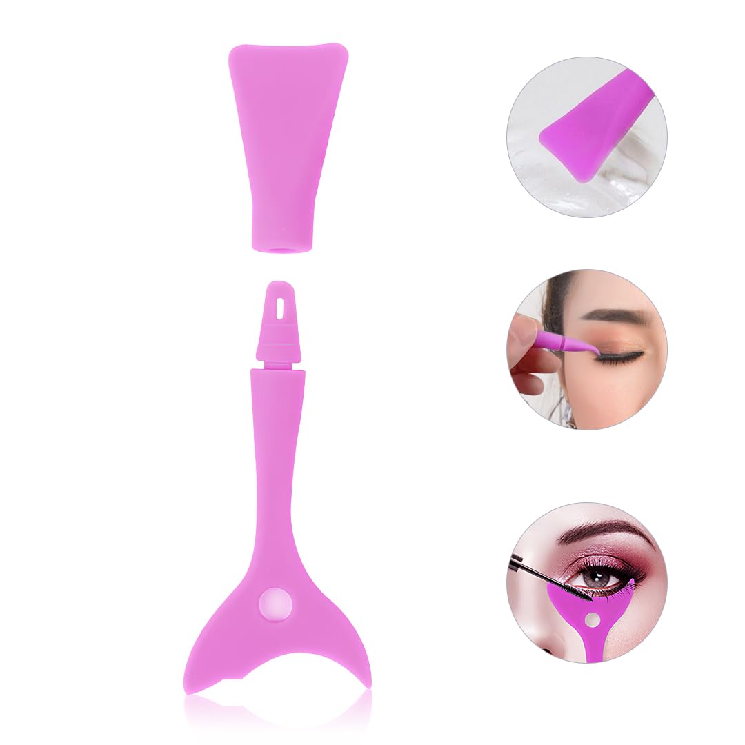 Gleva 4-in-1 Reusable Silicone Mascara Guard & Eyeliner Tape - Upper & Lower Eye Lash Shield, Eyeshadow & Eyebrow Stencil - Perfect Makeup Tool for Beginners (Pink) | Great for Smudge-Free Mascara Application & Precise Eyeliner Looks