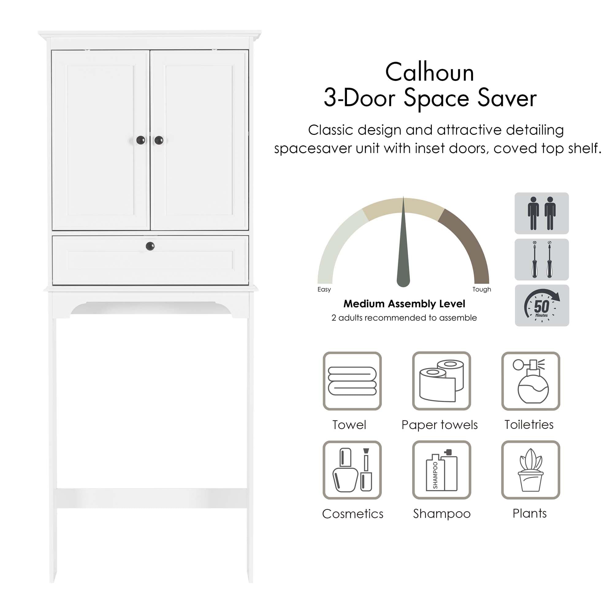 Spirich Over The Toilet Storage Cabinet with Doors & Adjustable Shelves - White Bathroom Organizer for Towels, Toiletries & Cleaning Supplies | Space-Saving Solution for Small Bathrooms & Apartments