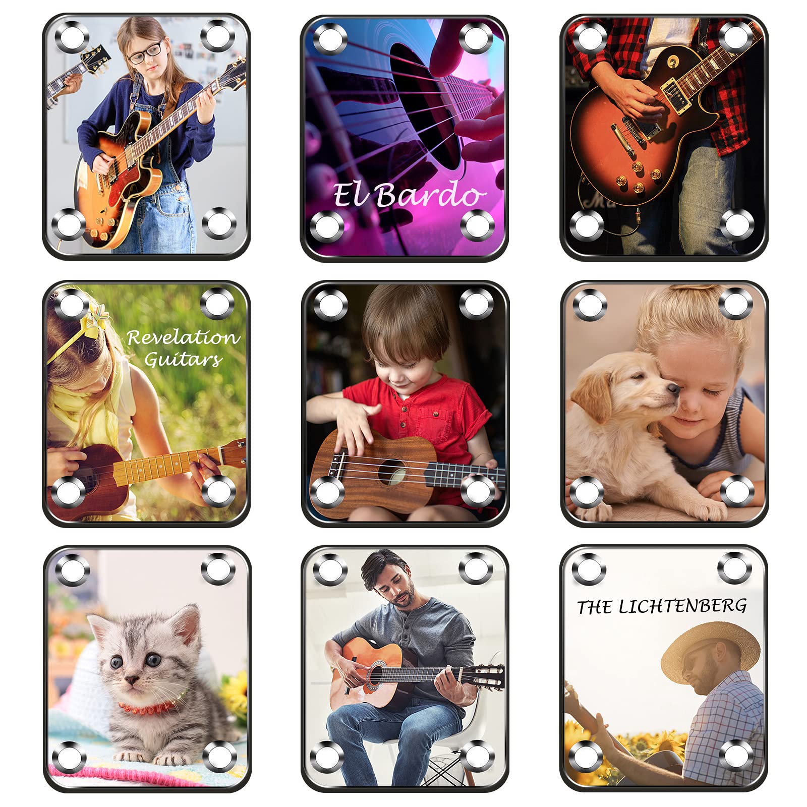 Custom Personalized Photo Electric Guitar Neck Plate - Engraved Replacement Plate for Electric Guitar & Bass - Perfect for Musicians, Bands, and Gift Giving