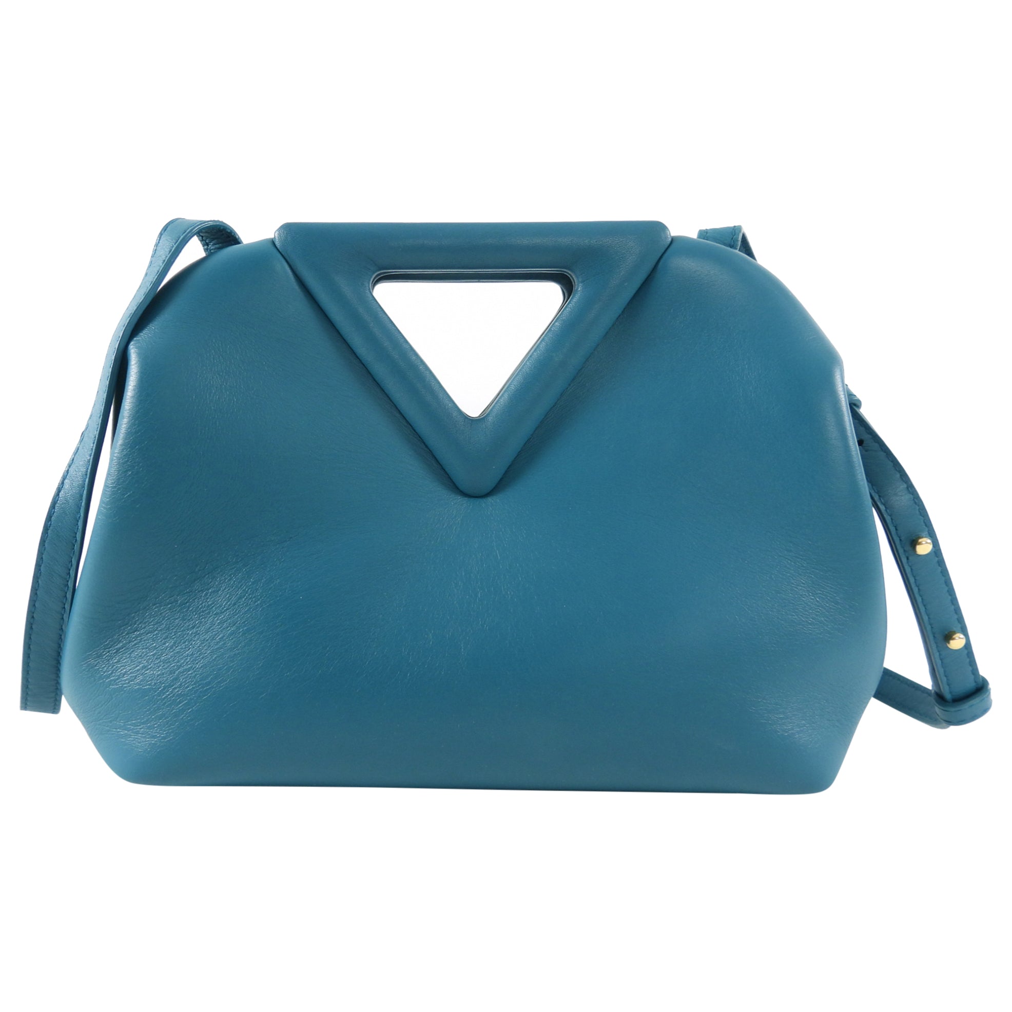 Bottega Veneta Small Teal Leather Point Crossbody Bag for Women | Luxury Designer Handbag | Perfect for Date Night, Travel & Everyday Use