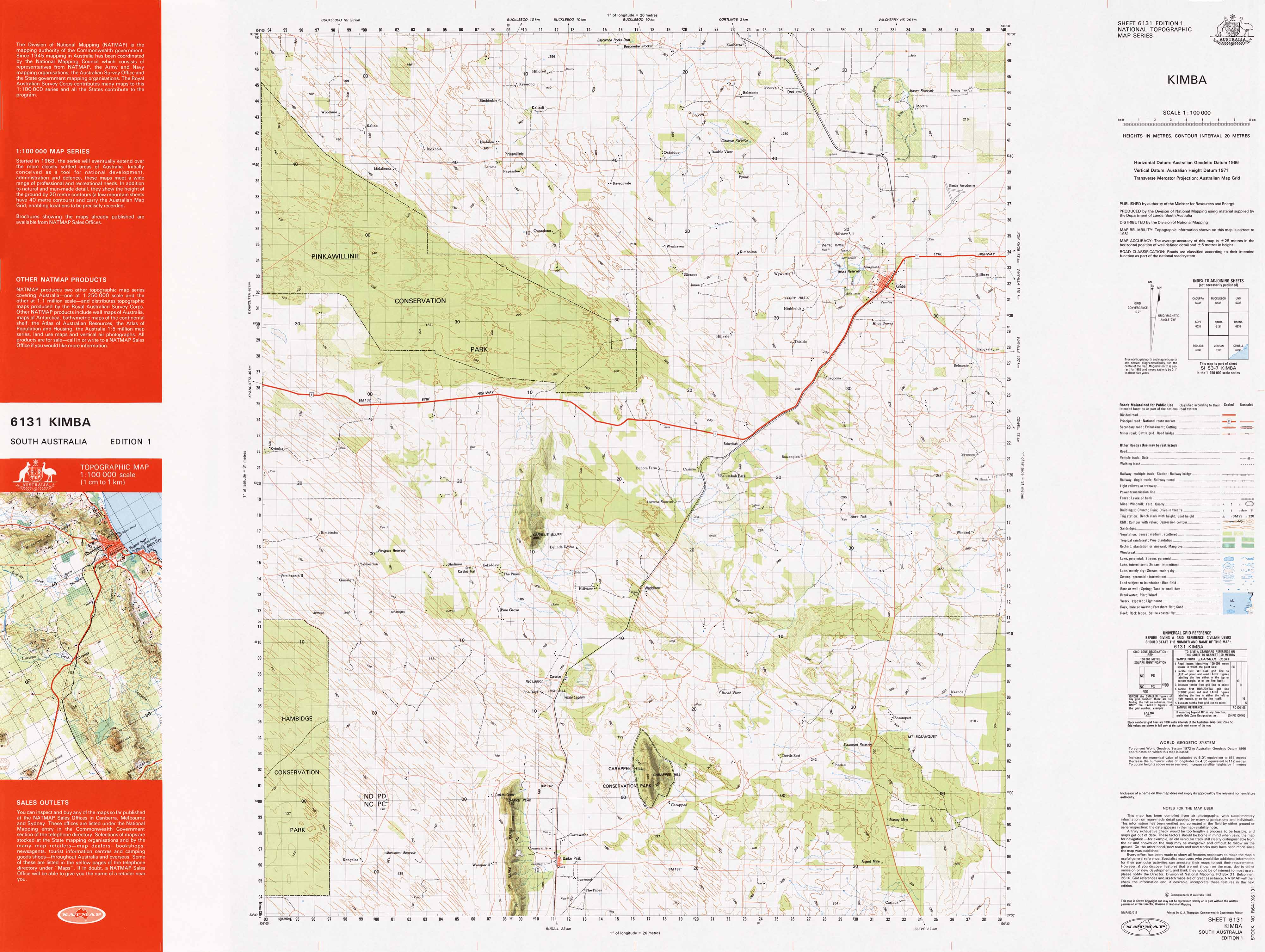 6131 Kimba 1:100,000 Scale Topographic Map - Hiking, Camping & Outdoor Adventure Navigation
