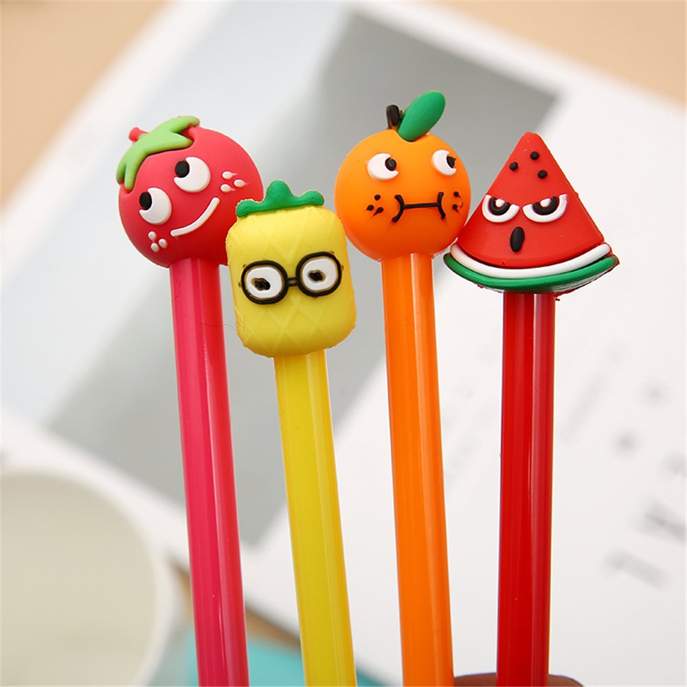 Kawaii Fruit-Shaped Gel Pens - 6 Pack Cute Expressive Writing Pens for School, Office & Kids | Fun Stationery Supplies for Girls & Boys | Perfect for Note-Taking, Journaling & Gift Giving