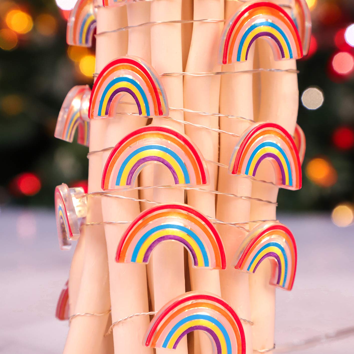 30 LED Rainbow Fairy Lights - 10 Ft USB & Battery Powered String Lights with Remote & Timer, Perfect for Kids Room Decor, Christmas Tree, Party, Wedding & Outdoor Lighting