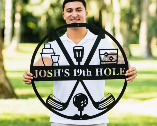 Vintage 19th Hole Metal Golf Sign - Personalized Golf Decor for Men - Unique Golfer Gifts for Boyfriend, Husband & Dad - 24