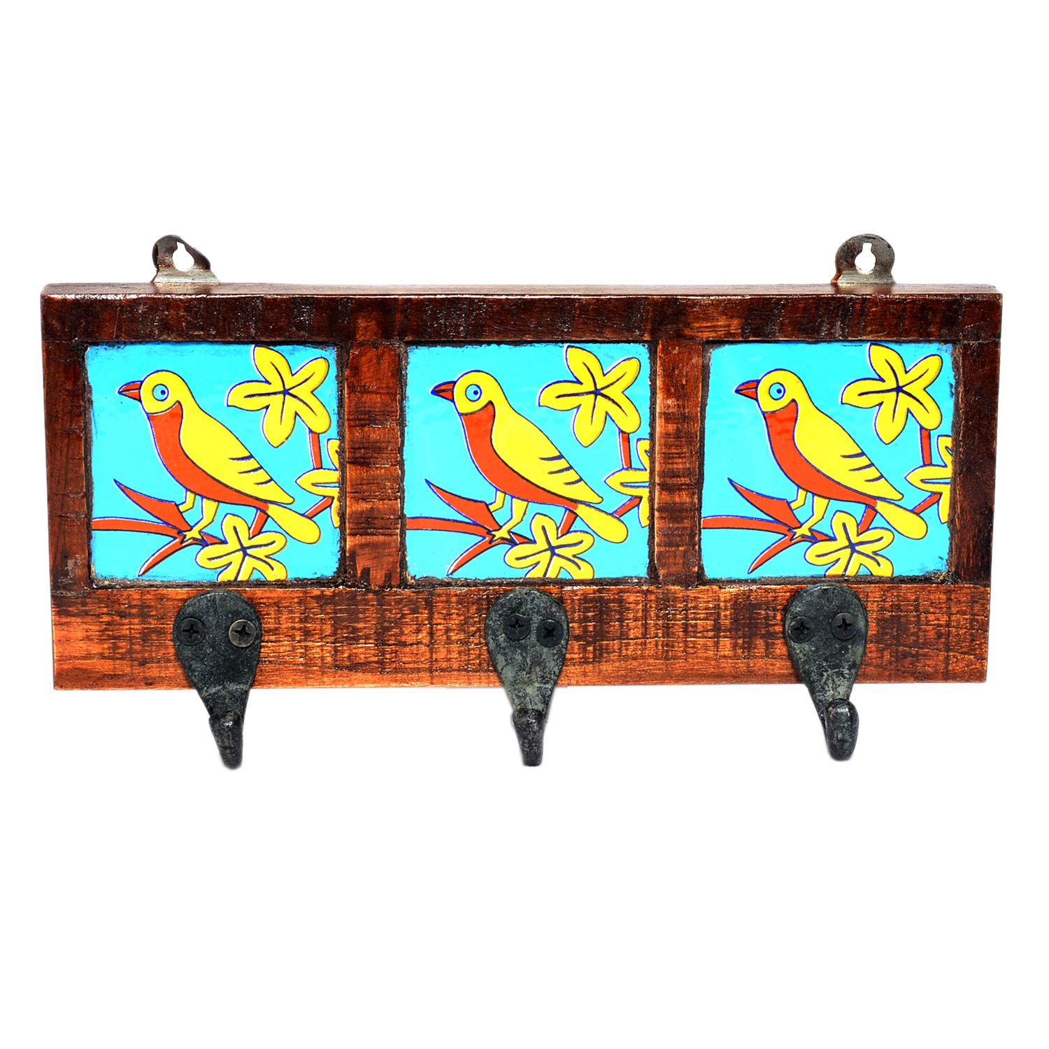 Stylish Wooden Wall Mount Coat Rack with Creative Tile Design - Space Saving Entryway Organizer for Hanging Coats, Hats, Bags & Towels - Perfect for Living Room, Bedroom or Hallway Decor
