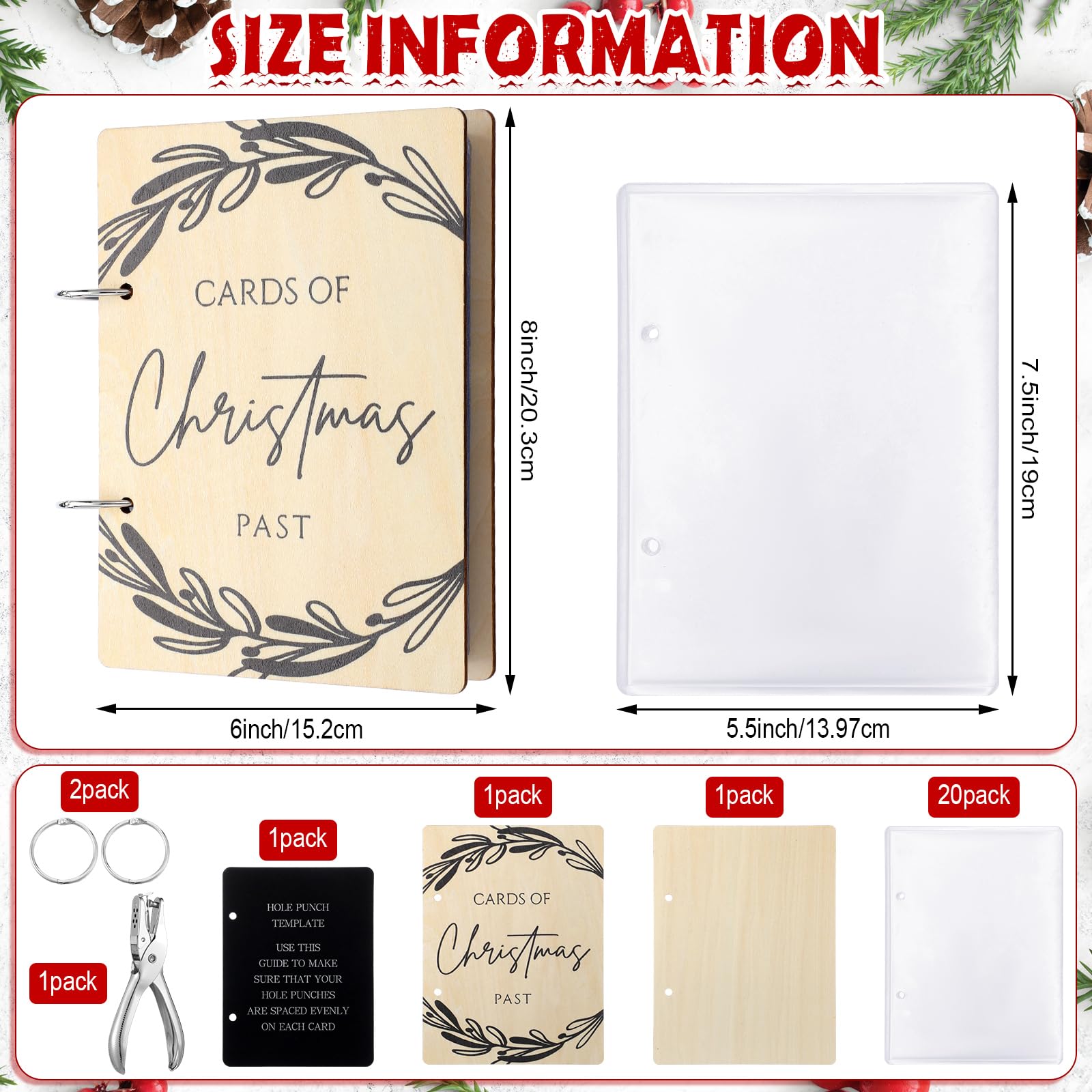 Hoolerry Christmas Wood Card Organizer Set - 6 x 8