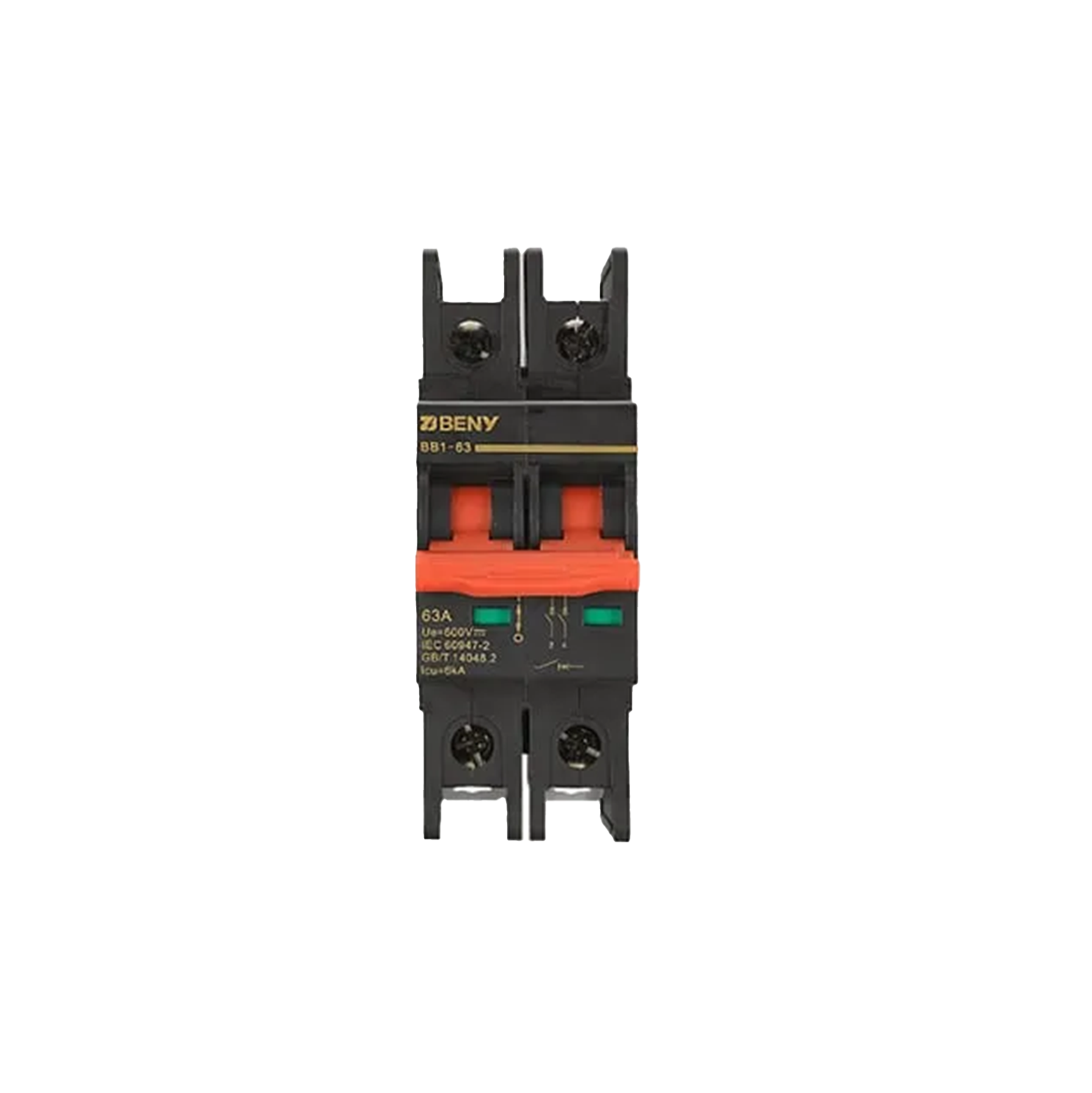 BENY 50A 600VDC 2 Pole DC Thermal Magnetic Circuit Breaker - UL Listed for Solar Systems, Marine & RV Applications