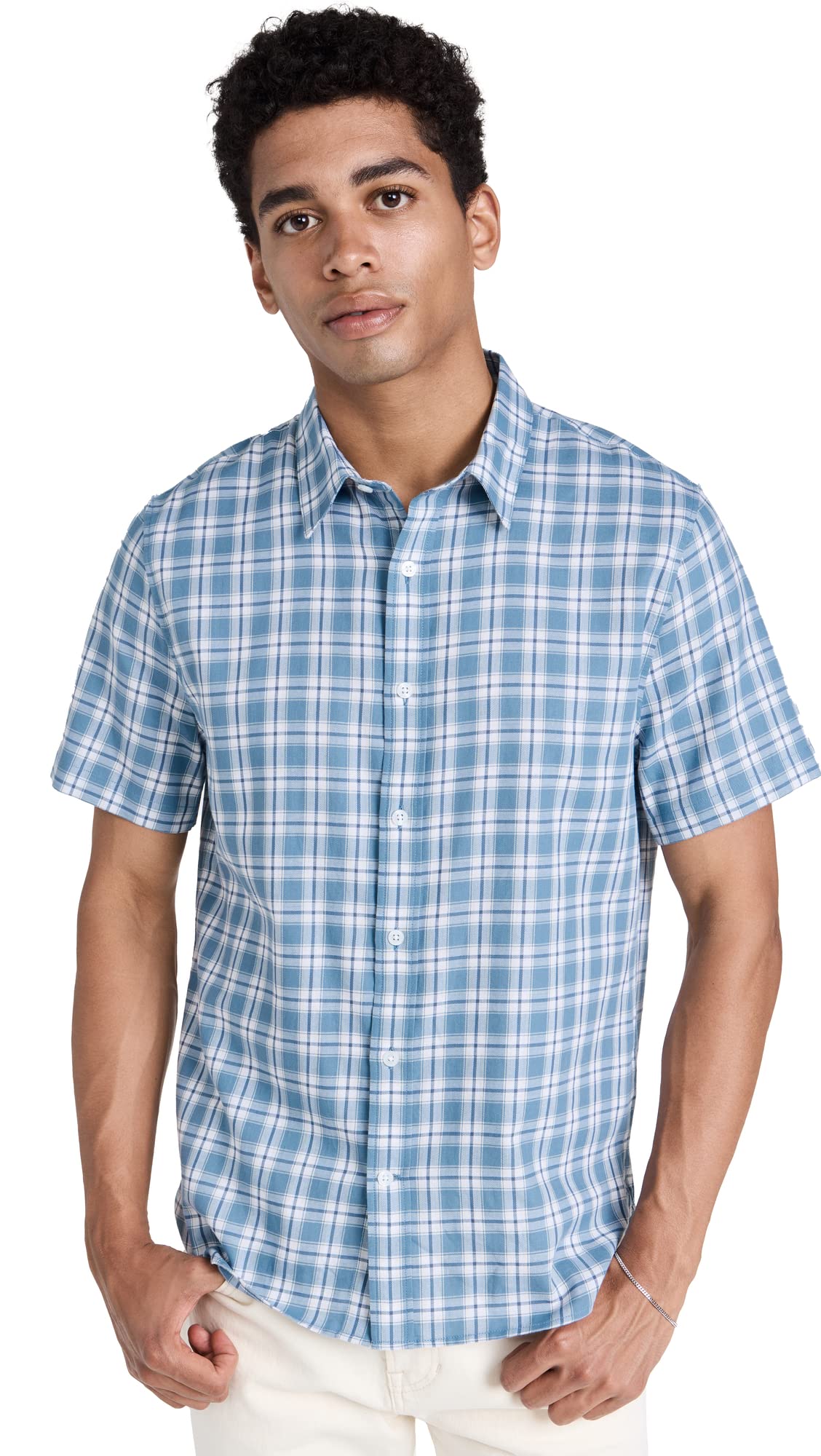 Vince Men's Waterfront Plaid Shirt | Casual Long Sleeve Button Down Shirt for Men | Perfect for Outdoor Activities, Work & Date Nights