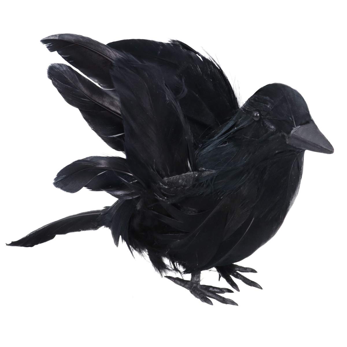 CLISPEED Realistic Handmade Halloween Crow Decor - Black Feathered Desktop Prop for Home, Party & Haunted House Decoration | Perfect for Halloween, Gothic Theme Parties & Spooky Interior Design