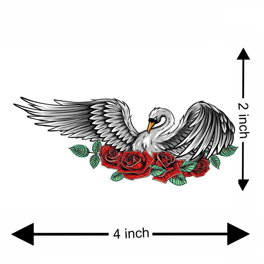 Beautiful Rose Color Swan Temporary Tattoo for Men & Women - Waterproof Fake Tattoo Sticker for Parties, Festivals & Body Art
