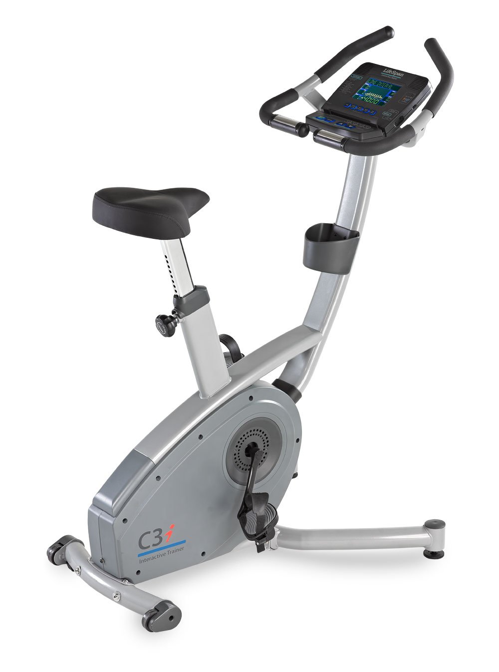Lifespan C3i Upright Exercise Bike for Home Gym - Quiet Magnetic Resistance Indoor Cycling Bike with LCD Monitor, Heart Rate Sensors - Perfect for Cardio Workouts, Weight Loss & Home Fitness Training