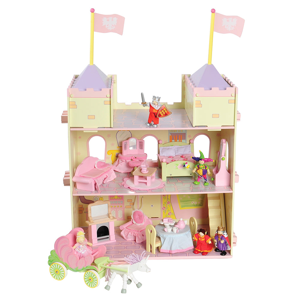 Wooden Fairytale Castle Playset - 38 Piece Set with Royal Characters, Furniture & Accessories | Imaginative Play for Kids, Perfect for Pretend Play & Storytelling