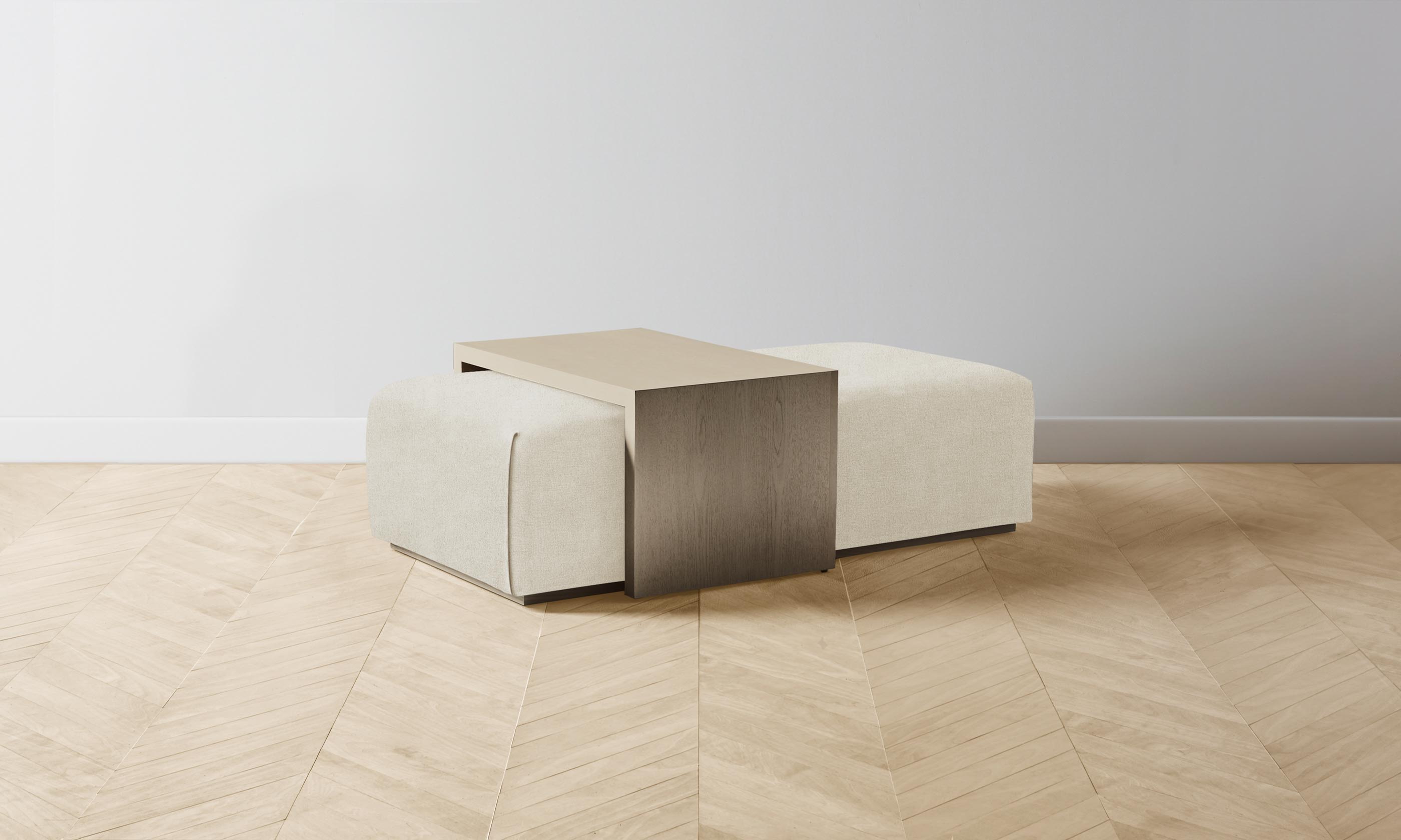 The Bowery Ottoman - Performance Mélange Weave Shell - Modern Living Room & Bedroom Accent Furniture for Home Decor