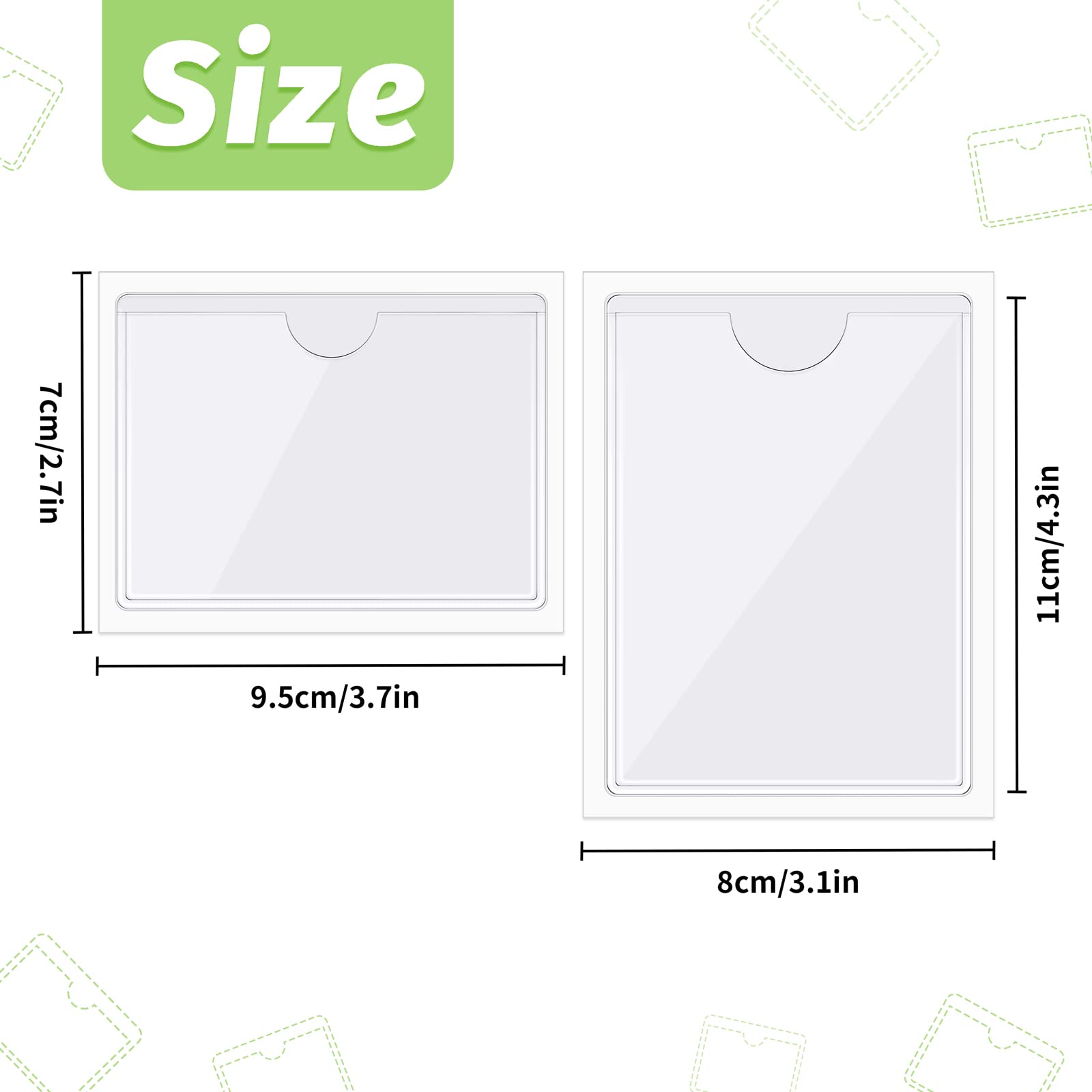 24pcs Clear Plastic Self-Adhesive Label Holders - 2 Sizes Index Card Pockets with Open Sides for Business Cards, Photos, Binders & File Folders - Perfect for Office Organization, School Supplies & Document Protection