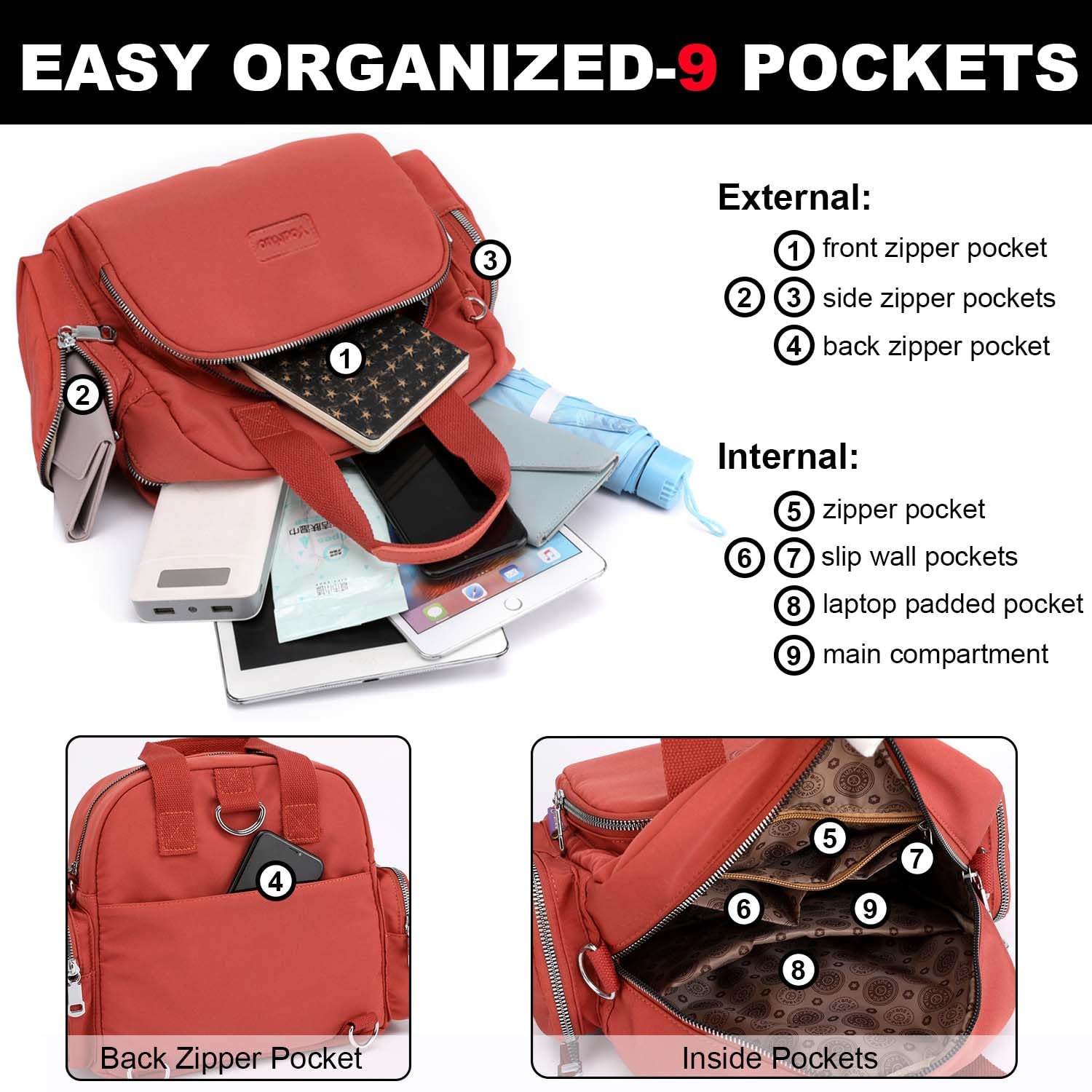 YouNuo Women's Convertible Shoulder Handbag to Backpack - Lightweight Nylon Crossbody Purse with Multiple Pockets - Perfect for Work, Travel & Daily Use