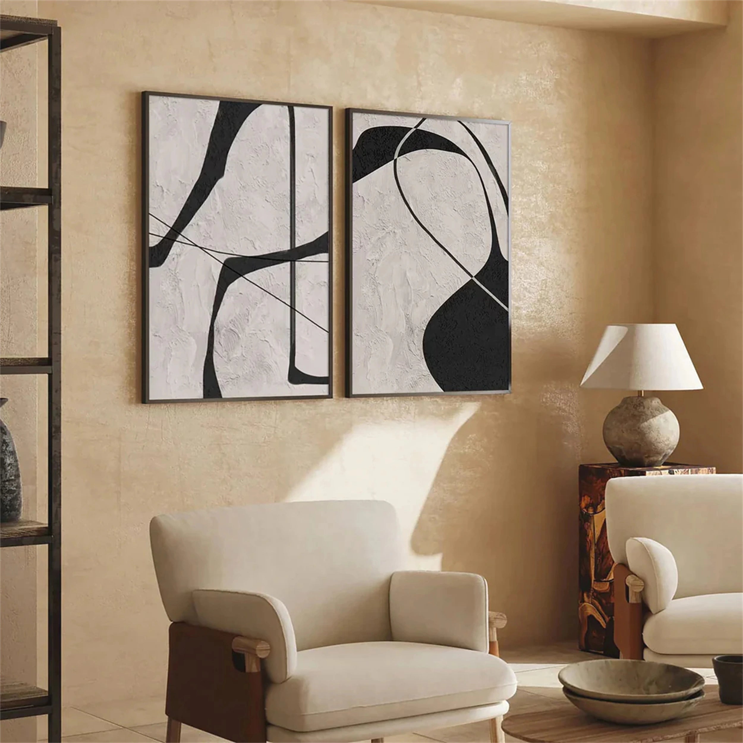 Abstract Tranquility Set of 2 Wall Art Paintings - Modern Minimalist Canvas Prints for Living Room, Bedroom & Office Decor #WS122