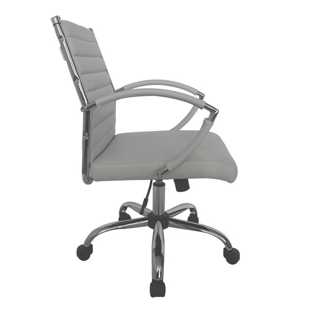 Furniture of America Damse White Faux Leather Adjustable Office Chair - Ergonomic Home & Small Space Workstation
