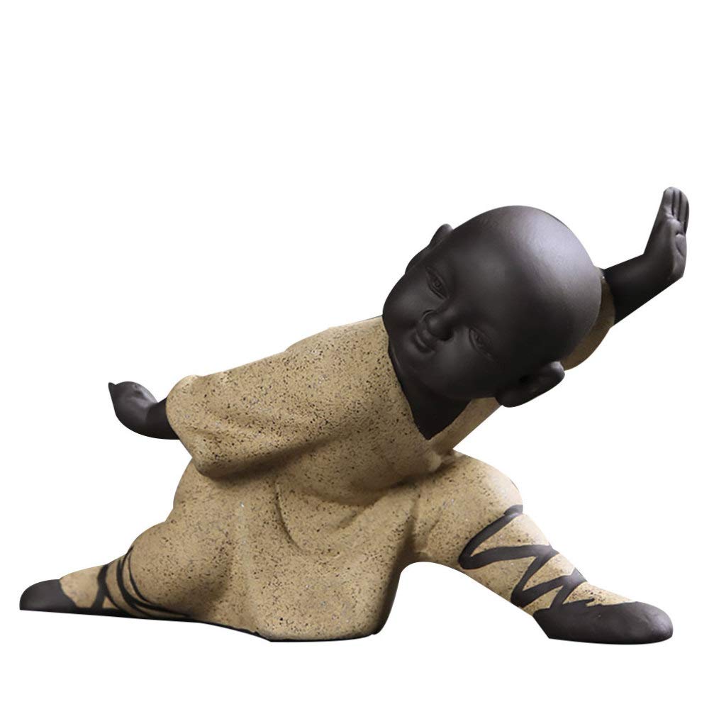 BESPORTBLE Cute Mini Buddha Statue - Little Monk Figurine, Yellow Kung Fu Monk Decor for Car Dashboard, Office Desk & Home Decor | Perfect Zen Meditation Gift, Feng Shui Ornament & Spiritual Desk Accessory