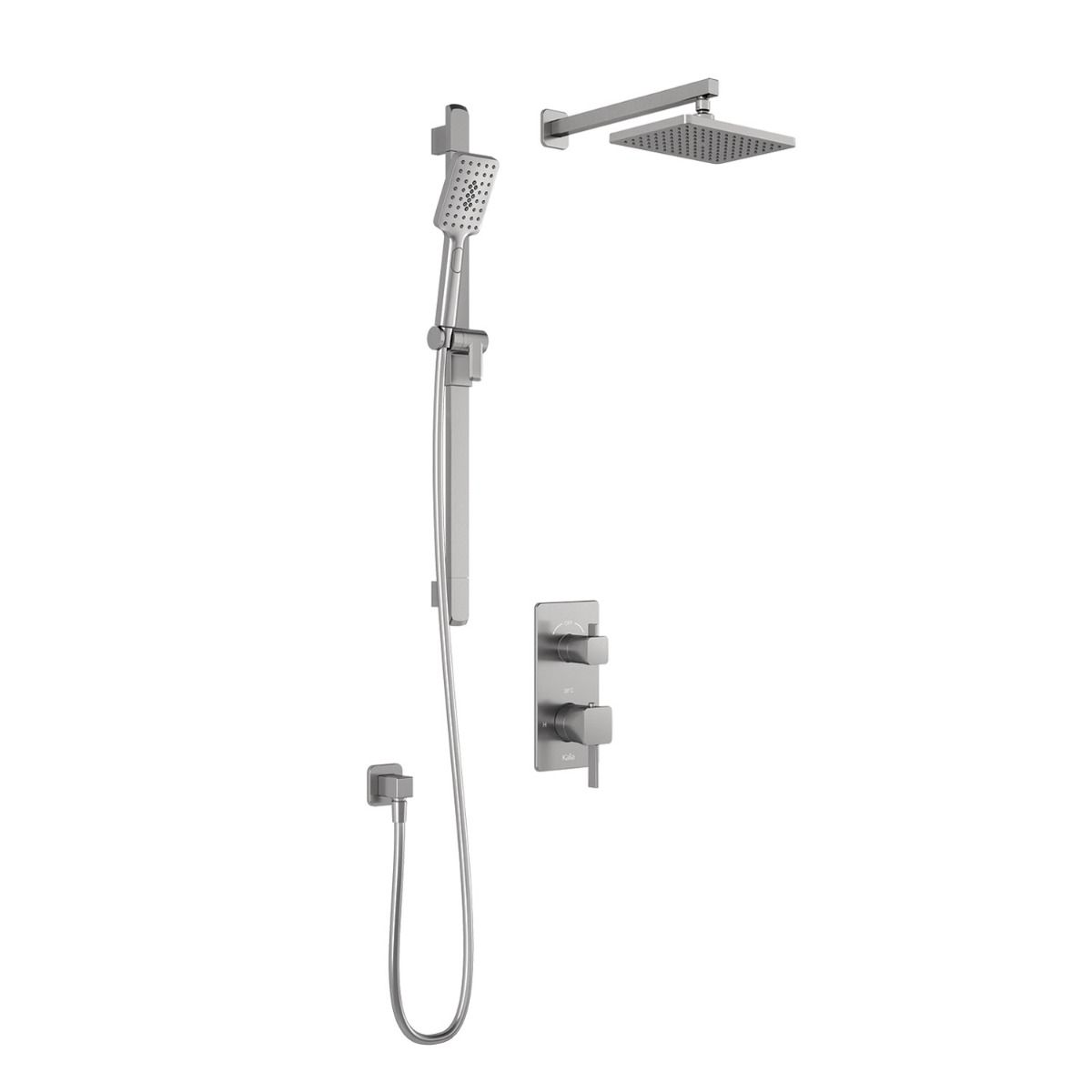 Kalia Square One Thermostatic Shower System - 10 Inch Rainfall Shower Head with Adjustable Wall Arm in Brushed Nickel - Perfect for Modern Bathroom Renovations & Spa-Like Shower Experience