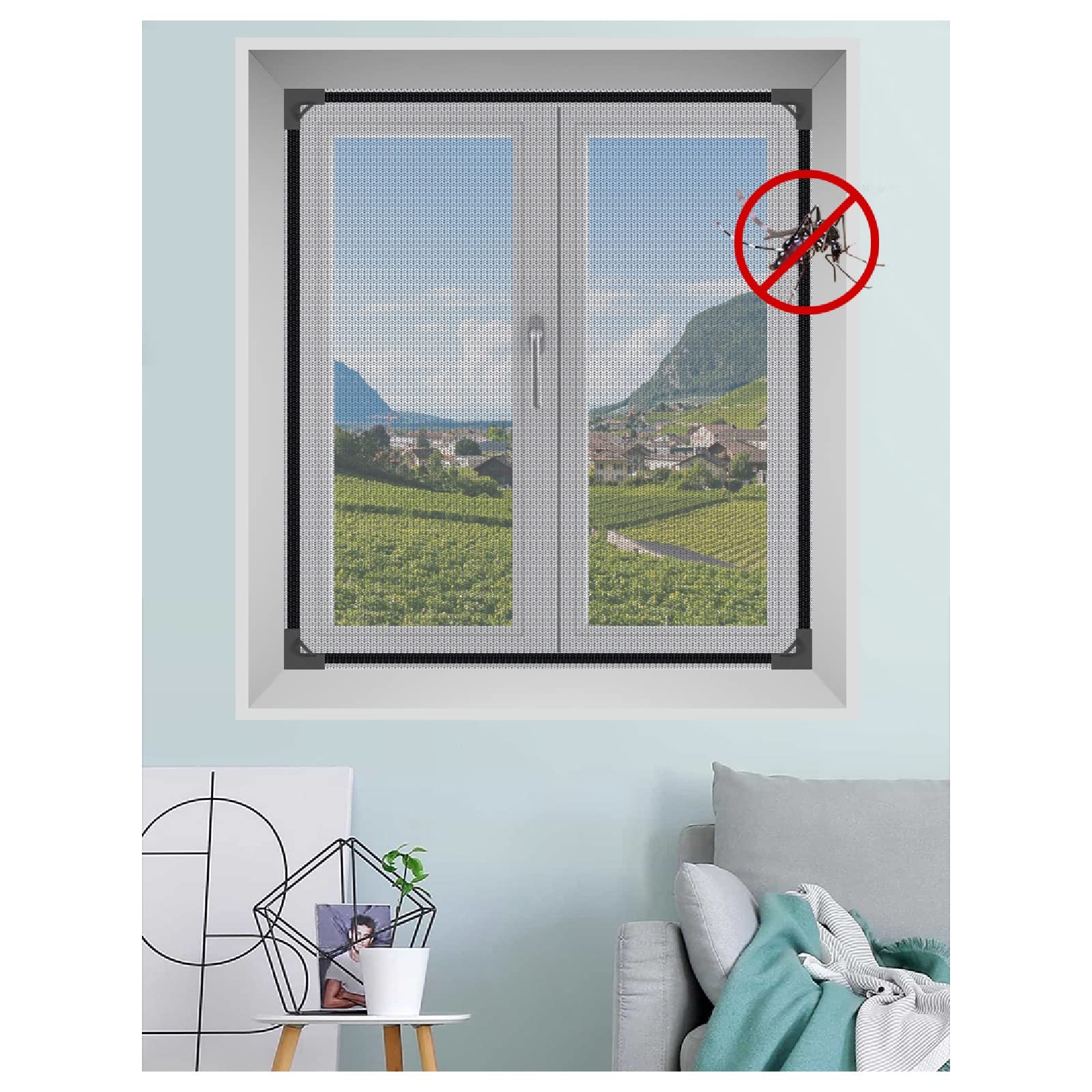 Adjustable DIY Magnetic Window Screen - Invisible Window Curtain for Any Window Size (Customizable, Cut-to-Fit) - 45 Size Options - Grey Mesh (80x140cm) - Perfect for Homes, Apartments, RVs & Patio Doors