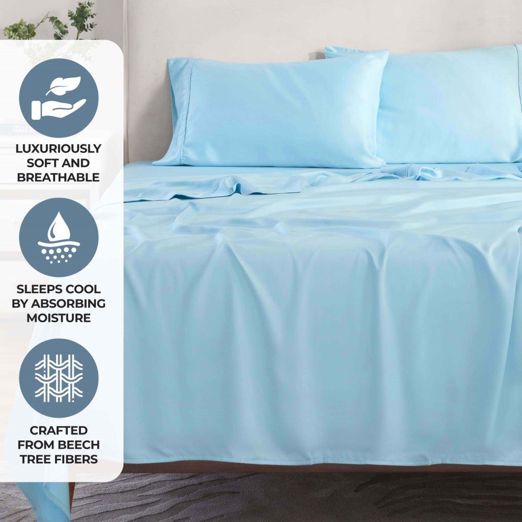 Premium 300 Thread Count Modal Deep Pocket Sheet Set - Soft & Breathable Bedding for Ultimate Comfort - Perfect for Master Bedroom, Guest Room, or Vacation Home
