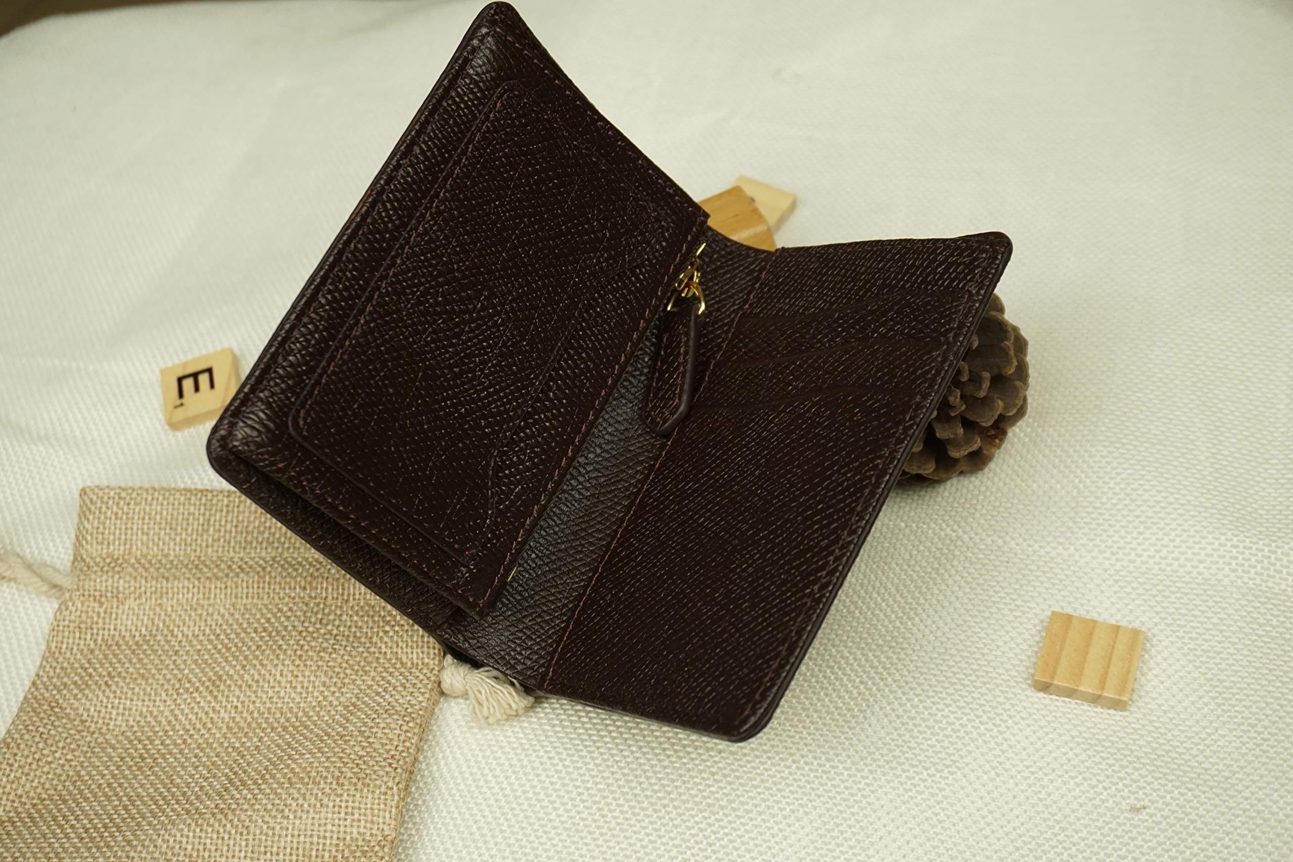 Premium Dark Brown Epsom Leather Wallet for Men - Genuine Full Grain Leather Bifold Wallet with RFID Protection | Slim Business & Travel Wallet | Perfect Gift for Dad, Husband & Graduates
