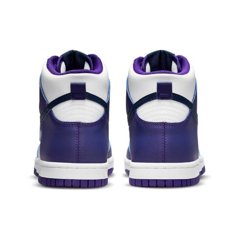 Nike Dunk High GS Sneakers in Midnight Navy & Purple Swoosh - Stylish Basketball Shoes for Teens & Kids - Perfect for School, Sports, and Casual Wear