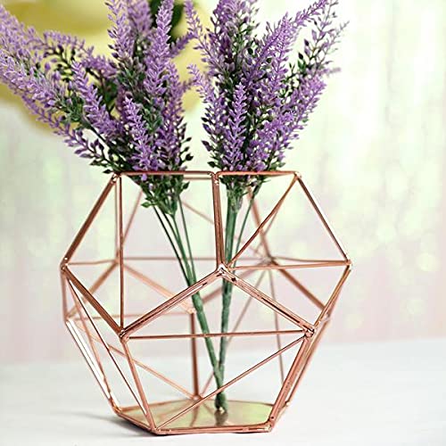 7-Inch Rose Gold Geometric Candle Holder Vase - Elegant Wedding Centerpiece, Party Decor, Home & Event Decoration Supplies - Perfect for Tablescapes, Bridal Showers & Romantic Ambiance