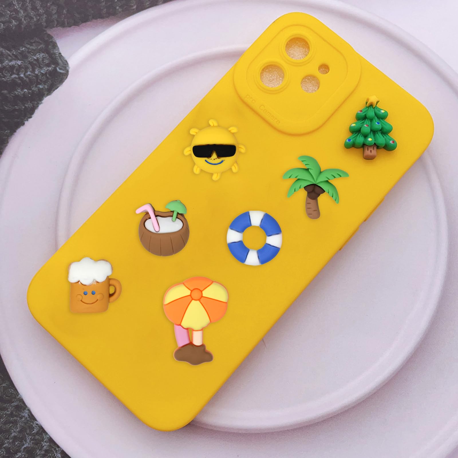 Honbay 36PCS Beach Theme Resin Charms - Sun, Beer, Coconut Trees, Swimming Rings & Clouds Flatback Cabochons for DIY Hair Accessories, Phone Cases, Scrapbooking & Home Decor (6 Styles) | Perfect for Summer Crafts, Nail Art & Beach Party Decorations
