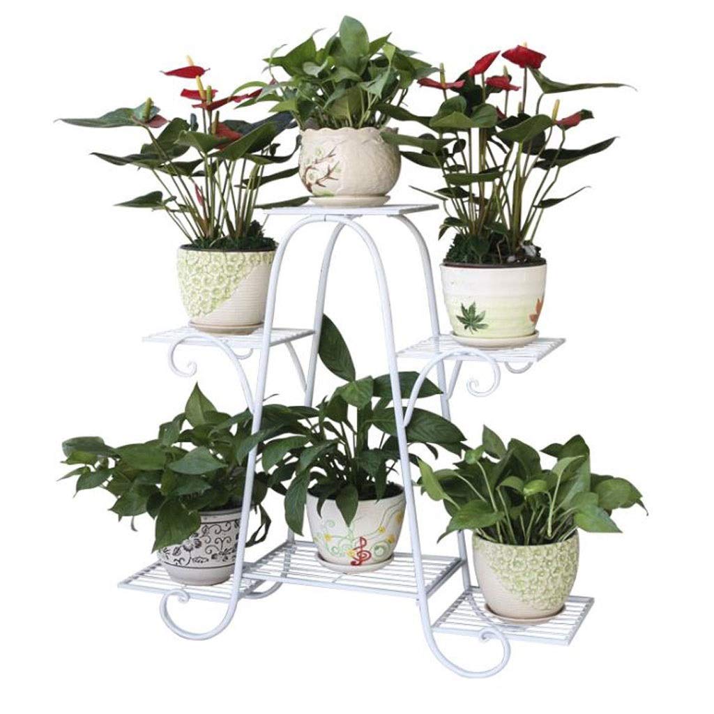 3 Tier Black Metal Garden Plant Stand - Decorative Scroll Design Holds 6 Flower Pots | Patio, Balcony & Indoor Plant Display Rack for Home Decor