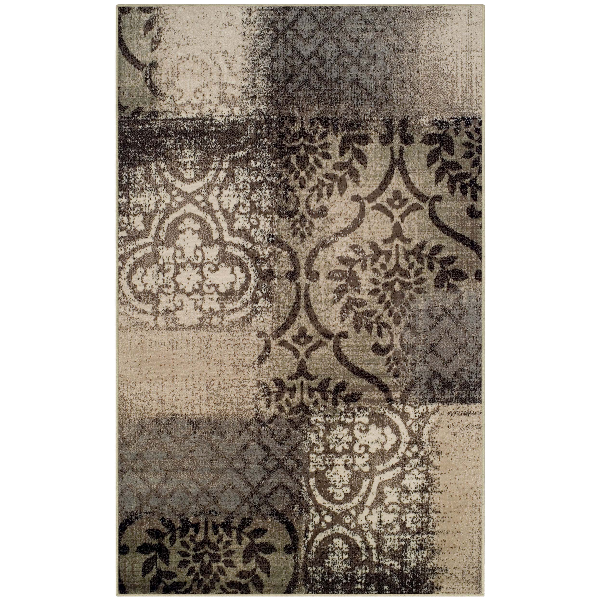 Bristol Distressed Abstract Damask Indoor Area Rug - Non-Slip Living Room Carpet Runner for Bedroom, Hallway & Entryway Decor