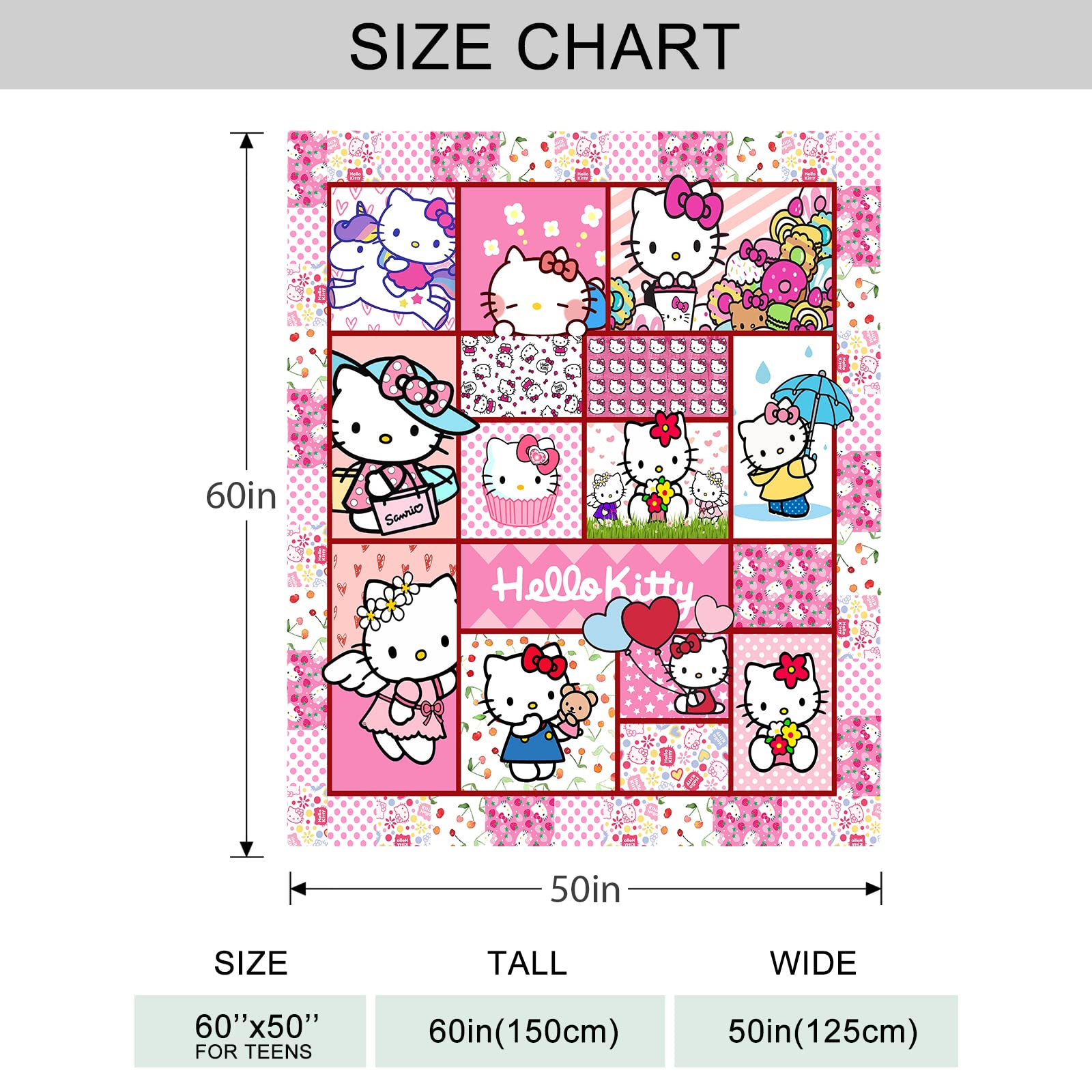 Ultra-Soft Kawaii Flannel Fleece Throw Blanket for Kids & Adults - 60