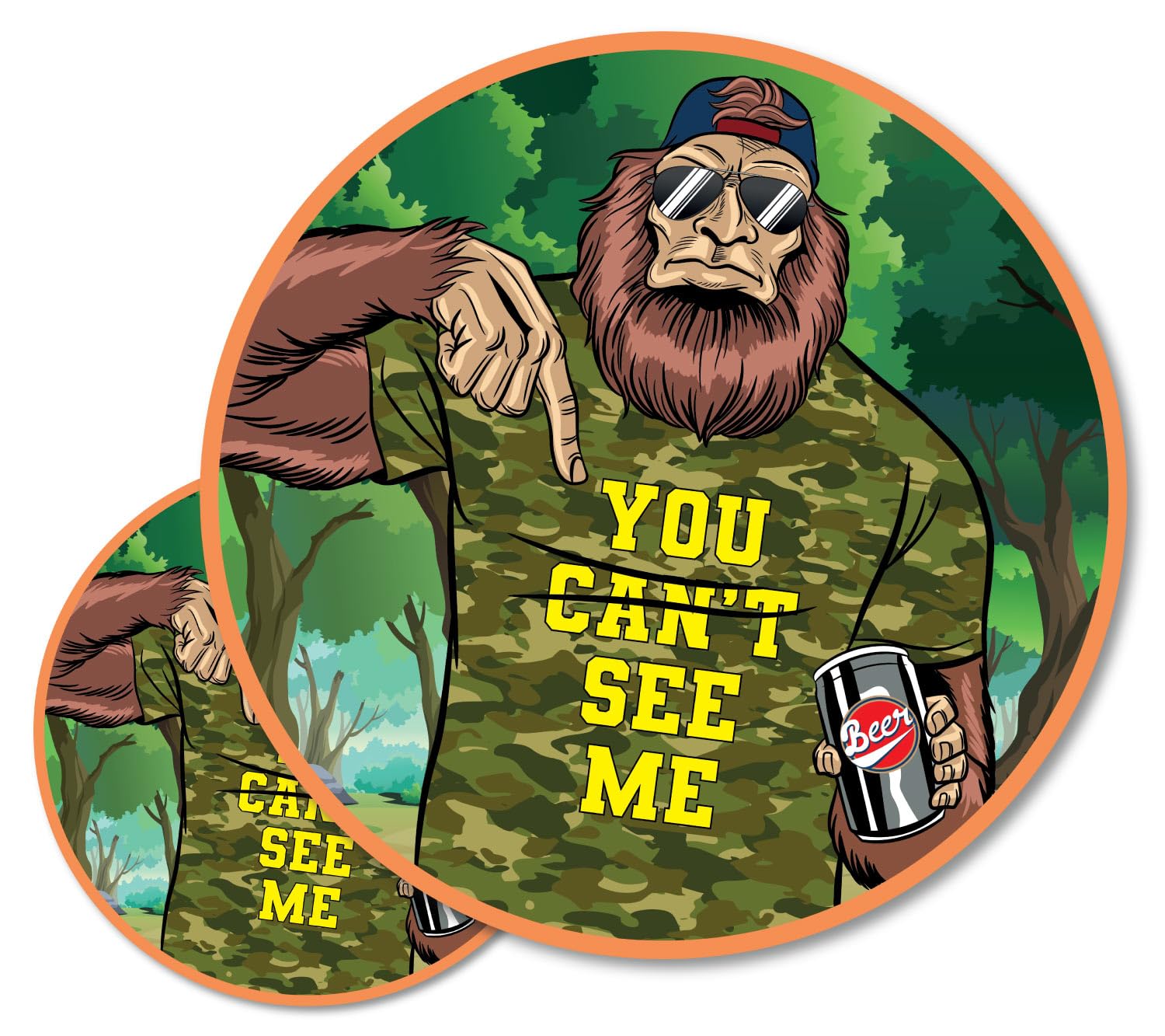 USA Camo Bigfoot Bumper Sticker Decal 2-Pack (3