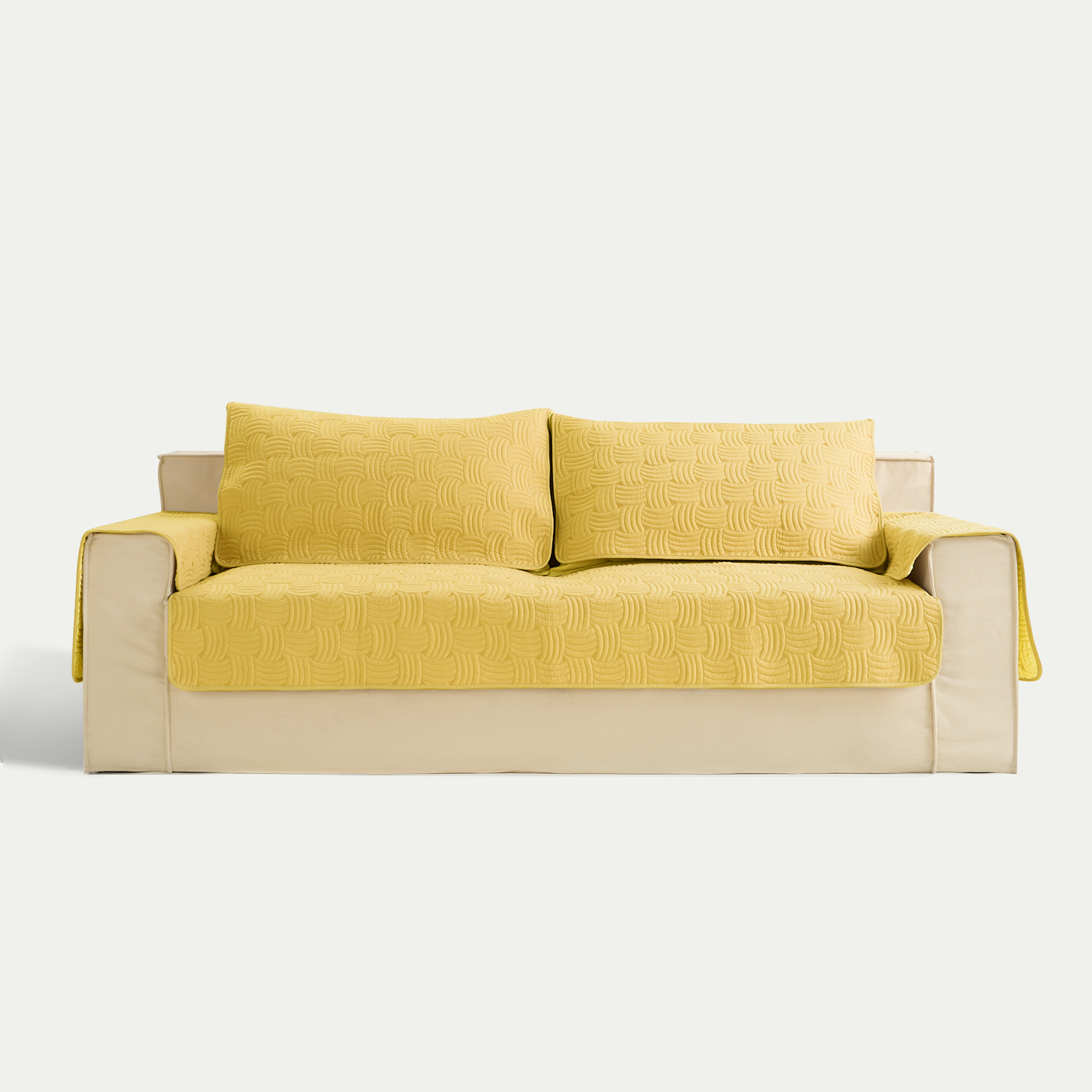Quilted Weave Sectional Sofa Cover - Soft Stretchable Furniture Protector for Living Room, Family Room & Office - Spill & Pet Hair Resistant