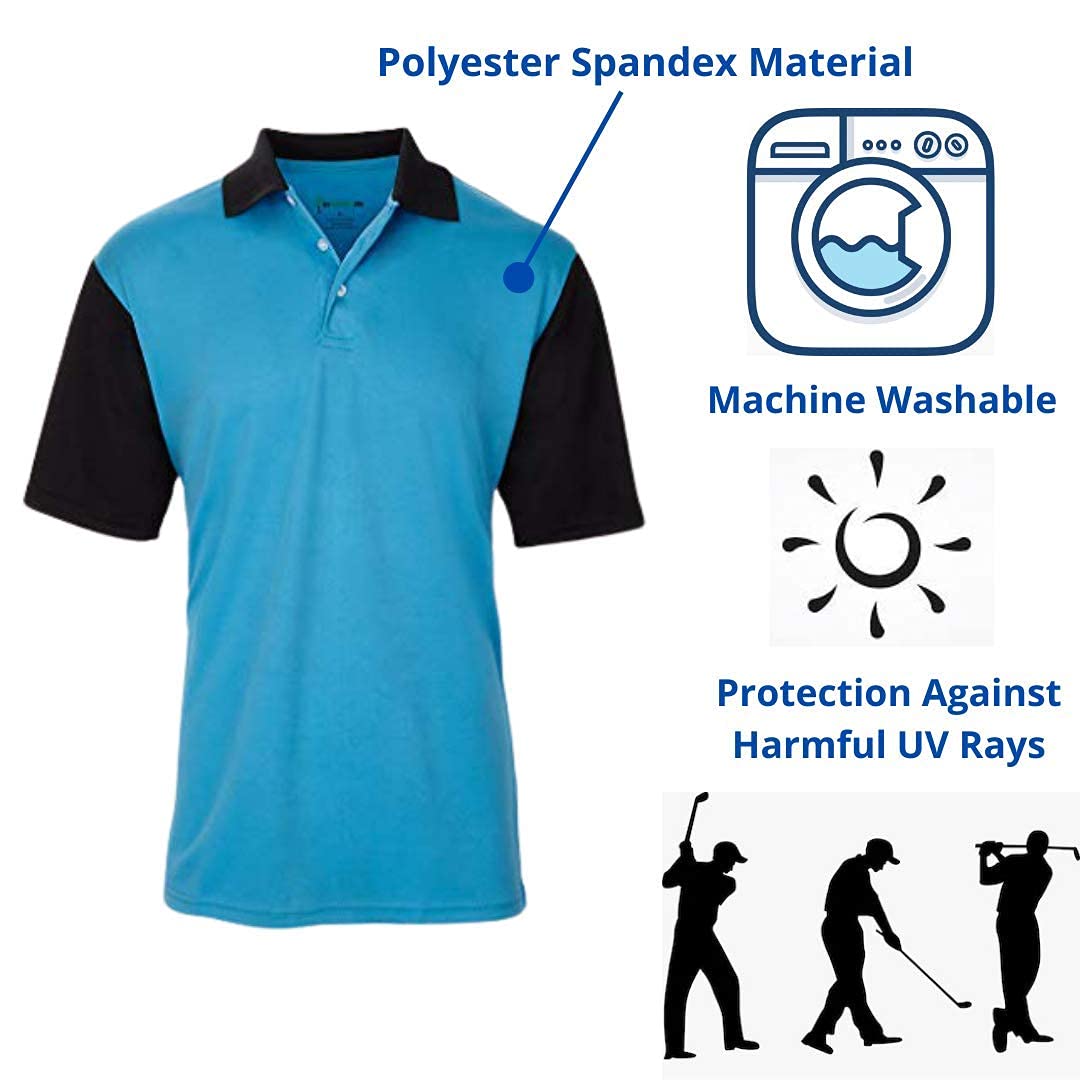 Men's Slim Fit Short Sleeve Golf Polo Shirt - Moisture Wicking Polyester Spandex Blend - Comes with Free Golf Hat - Perfect for Golfing, Casual Wear & Outdoor Activities