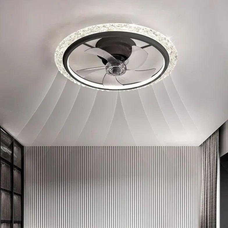 Modern Round LED Ceiling Fan with Light - Energy Efficient Smart Pendant Fan for Bedroom, Living Room & Patio - Remote Control & Dimmable Lighting