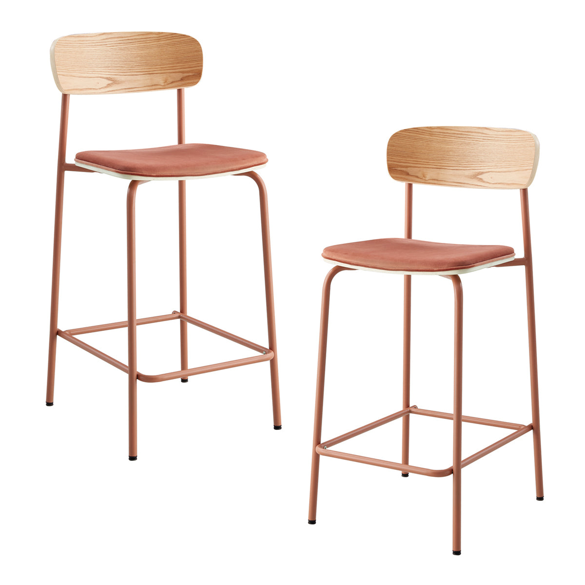 Modern Cove Fabric Bar Stools Set of 2 - Counter Height Kitchen Island Stools with Padded Seat & Metal Legs - Perfect for Breakfast Nook, Home Bar & Dining Room Decor