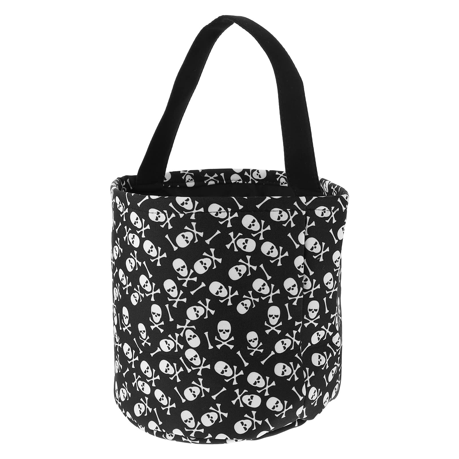 NUOBESTY Halloween Candy Basket - Portable Skeleton Handbag for Trick or Treat, Party Favors & Snacks Storage (Black) | Perfect for Halloween Parties, Trick-or-Treating & Cosplay Accessories