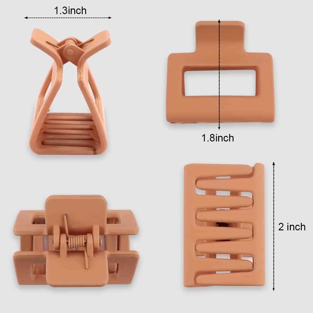 EPARTY 6-Piece Square Hair Claw Clips for Women & Girls - 2.4 Inch No Slip Medium Hair Clips for Thin or Thick Hair - Cute Hair Styling Accessories for School, Work, Parties & Everyday Use