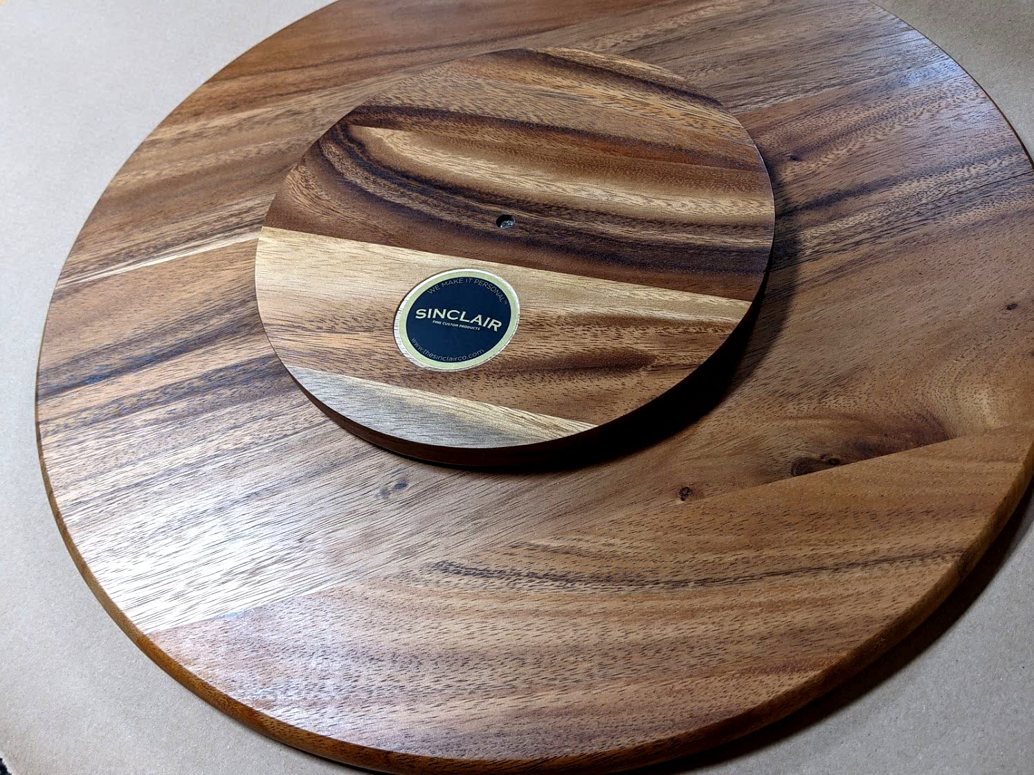 Personalized Acacia Wood Lazy Susan Turntable - Large Custom Wooden Serving Tray - Perfect for Christmas Gifts, Dining Table Decor & Spice Organization
