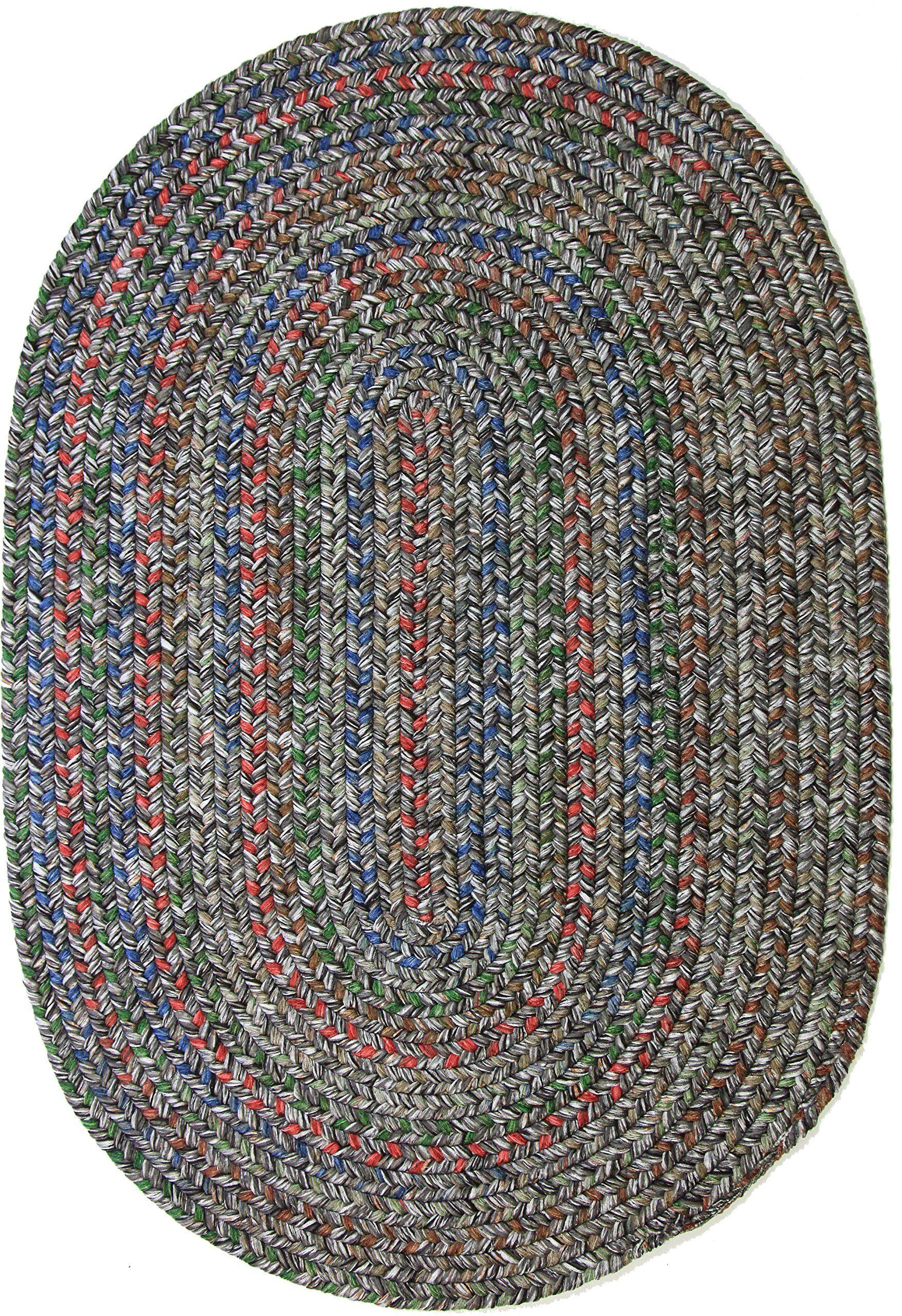 Rhody Rug Sophia SO85 Graphite Gray 2' x 8' Oval Braided Runner Rug - Non-Slip Floor Mat for Hallway, Living Room & Bedroom - USA Made Washable Area Rug for High Traffic Areas - Perfect for Home Decor, Entryway & Office Spaces