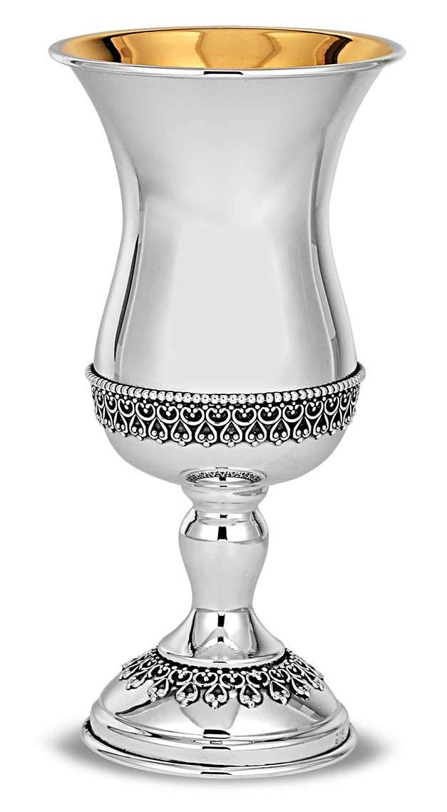 Personalized 925 Sterling Silver Kiddush Cup - Custom Engraved Jewish Wine Goblet for Bar Mitzvah, Wedding & Shabbat | Religious Ceremony Footed Chalice with Gift Box | Perfect for Jewish Holidays, Passover Seder & Special Occasions