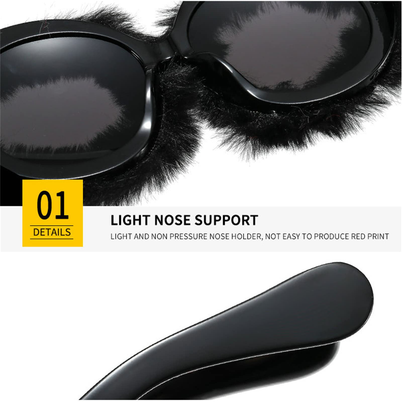 Trendy Punk Soft Fur Velvet Glasses for Women with Rhinestones | Handmade Fashion Sunglasses | Funny & Stylish Eyewear for Parties, Cosplay & Everyday Wear